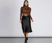 Leopard Mock Neck Crop Top