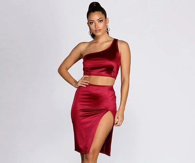 Sultry Satin One Shoulder Top