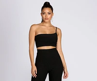 Shimmer One Shoulder Crop Top