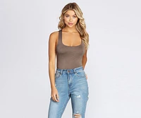 Cross Back Square Neck Bodysuit