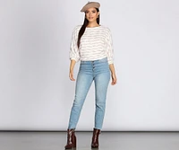 Striped Eyelash Dolman Sweater