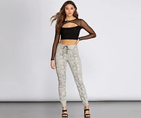 Cut Out Mesh Crop Top