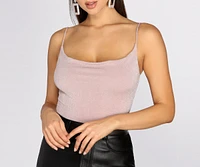 Sultry Slinky Cowl Neck Bodysuit