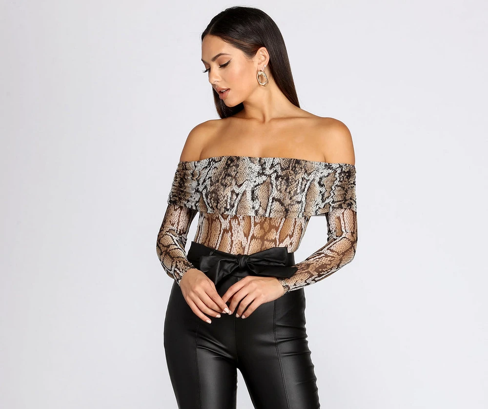 Forever Fierce Mesh Off Shoulder Bodysuit