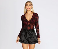 Burnout Flocked Velvet Bodysuit