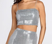 Sequin Star Cami Crop Top