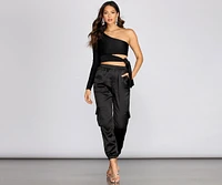 Show Some Shoulder One Sleeve Cropped Top