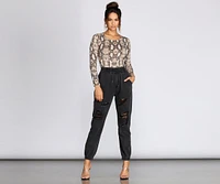 Fierce And Fab Snake Print Bodysuit