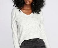 Brushed Knit V-Neck Top