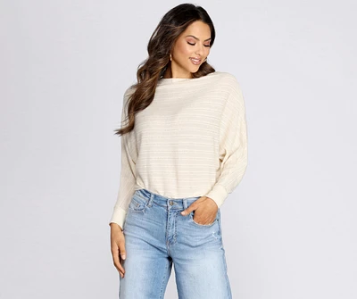 Ribbed Knit Dolman Sleeve Top