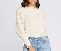 Ribbed Knit Dolman Sleeve Top