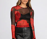 Bring The Drama Floral Mesh Top