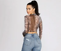 Major Vixen Snake Print Crop Top