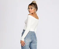 Off The Shoulder Brushed Knit Crop Top