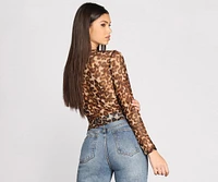 Purrfectly On Point Mesh Crop Top