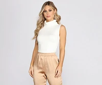 Cowl Neck Basic Knit Crop Top