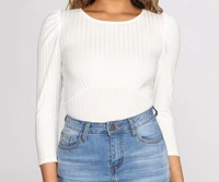 Ribbed Puff Perfection Sleeve Top