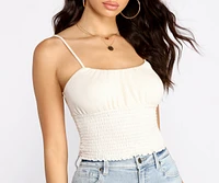 Smocked Waist Cropped Tank