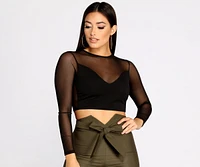 Catch Me Cropped Mesh Top