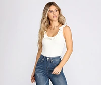 Ruffle It Out Ribbed Knit Top