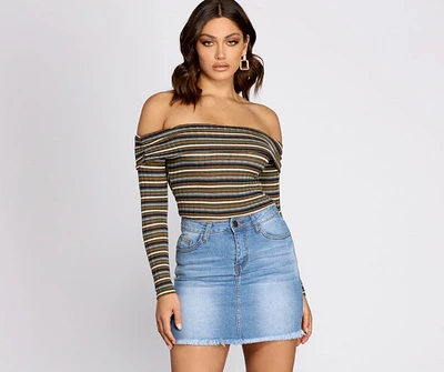 Strut It Stripes Ribbed Crop Top