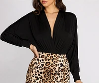 My Oh Plunging Surplice Bodysuit