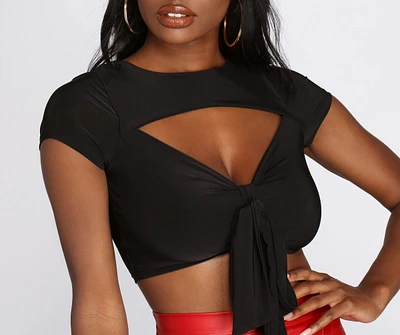 Tie Front Cut Out Crop Top