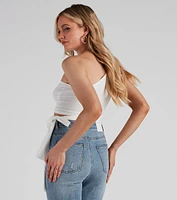 One Shoulder Tie Waist Crop Top