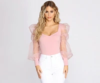 Essential Organza Puff Sleeve Bodysuit