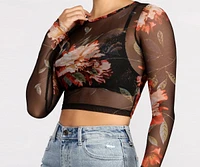 Lookin' Fine Floral Mesh Crop Top