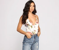 Floral Babe Spaghetti Strap Bodysuit