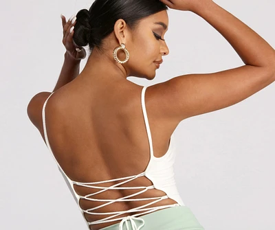 Basic Sleeveless Strappy Back Ribbed Knit Bodysuit