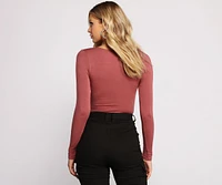 Ruched V Neck Jersey Knit Crop Top