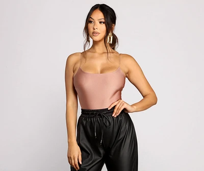 Sleek Satin Clear Strap Bodysuit