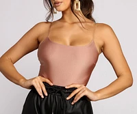 Sleek Satin Clear Strap Bodysuit