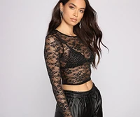 Heat Stone and Floral Lace Crop Top