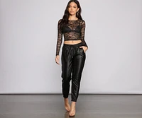 Heat Stone and Floral Lace Crop Top