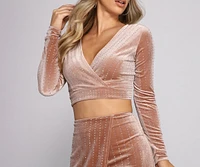 Janessa Formal Heat Stone Velvet Crop Top