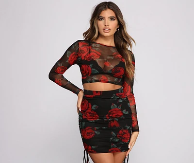 Sweet Rose Mesh Crop Top