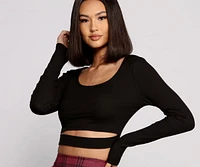 What's The Scoop Ribbed Knit Crop Top