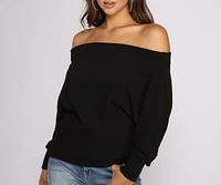 Ribbed Knit Off The Shoulder Tunic