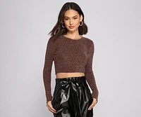 Glimmer Girl Long Sleeve Crop Top