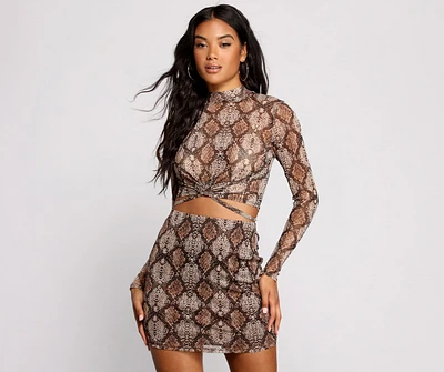 Sultry And Stunning Snake Print Crop Top