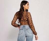 On the Prowl Puff Sleeve Leopard Print Bodysuit