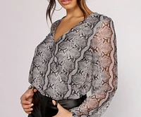 Viper Vixen Snake Print Mesh Top