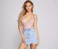 Fab Floral Surplice Bodysuit