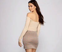 Off the Shoulder Ribbed Crop Top