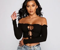 She's So Trendy Off The Shoulder Crop Top