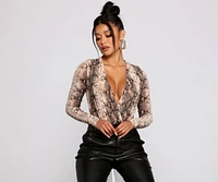 Stylish Vixen Snake Print Bodysuit