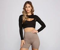 Long Sleeve Crop Top With Topper